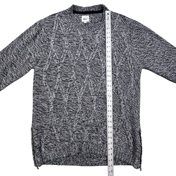 Citizen Wolf Cable Knit Sweater Men XXL Gray Fisherman Side Zippers Crew Neck - Picture 11 of 11
